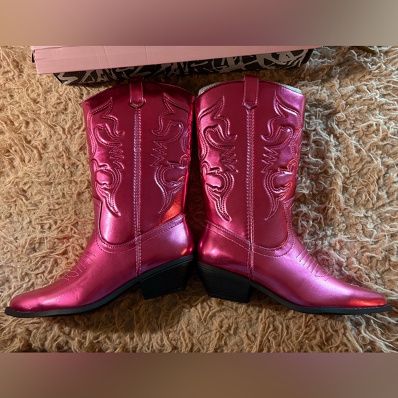 Soda Pink Metallic Heeled Boots - Picture 2 of 6